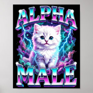 Póster Gato macho alfa cachorro divertido para hombres mu