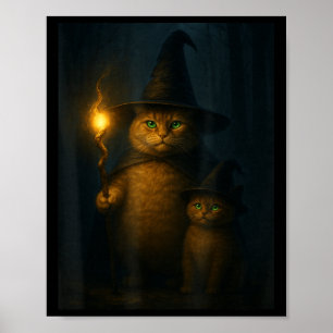 Póster Gato Mago Raro Divertido Meme de Gato de Halloween