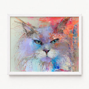 Póster Gato Maine Coon azul lavanda Pintura al óleo