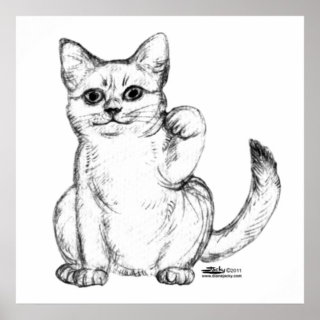 Póster Gato Maneki Neko Atrayendo (Frente)