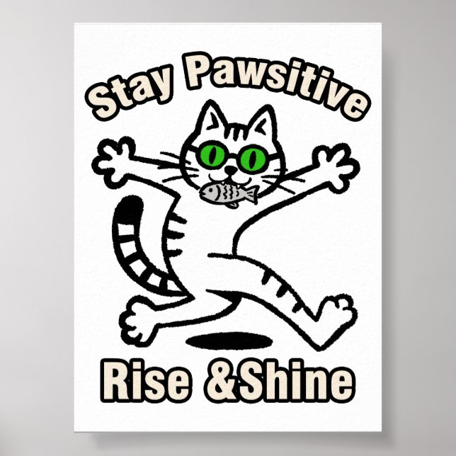 Póster Gato Mantén Positividad (Frente)