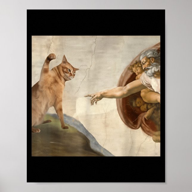 Póster Gato Meme Divertido Sarcastico con Deterioro Menta (Frente)