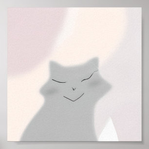 Póster Gato minimalista de tonos suaves