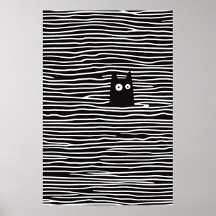 Póster Gato minimalista en franjas
