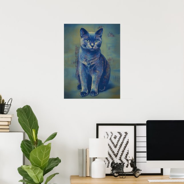 Póster Gato Místico (Oficina en casa)