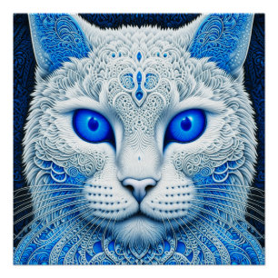 Póster Gato místico blanco Eéret AI Art