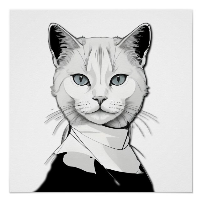 Póster Gato místico blanco y negro de Salem (Anverso)