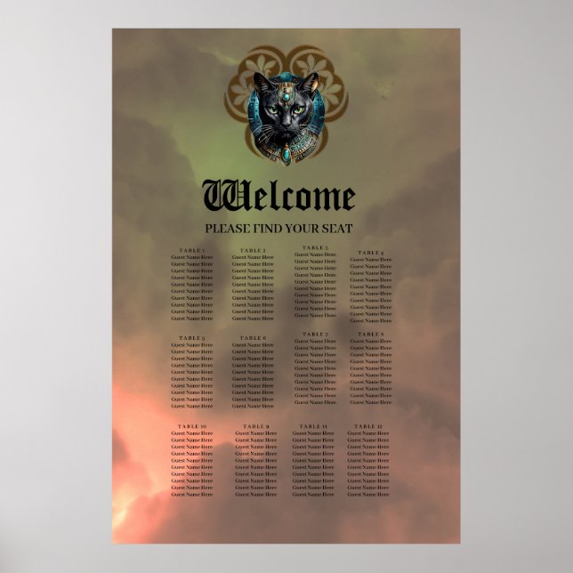 Póster Gato místico de Egipto, negro como de noche (Frente)