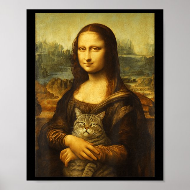 Póster Gato Mona Lisa para amantes de gatitos  (Frente)