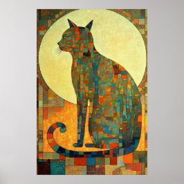 Póster Gato Mosaico: Resumen inspirado en Egipto