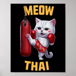 Póster Gato Muay Tailandés Meow Thai - Boxeo Tailandés Pa