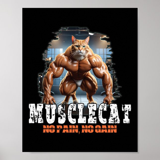 Póster Gato muscular - Poder para la construcción de cuer (Frente)