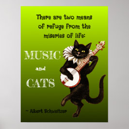 Póster Gato Musical Lindo Dos Medios de Refugio Schweitze