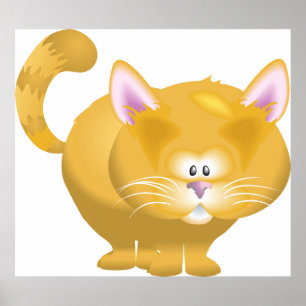 Póster Gato Naranja Redondo y Adorable