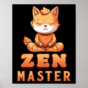 Póster Gato Naranja Yoga Zen Master Gato Atigrado Naranja