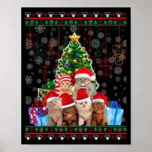Póster Gato Navidad Divertido Feo Mujeres Hombres Regalo 