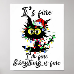 Póster Gato Navidad Está Bien Estoy Bien Todo Está Bien