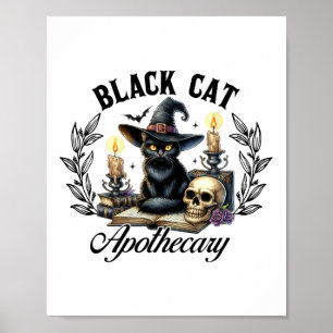 Póster Gato negro apoteario Gracioso Halloween Brujería M