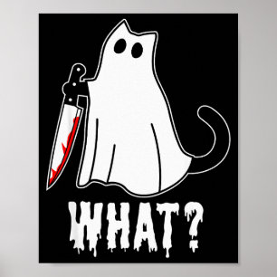 Póster Gato Negro Asesino Divertido Con Cuchillo Ja