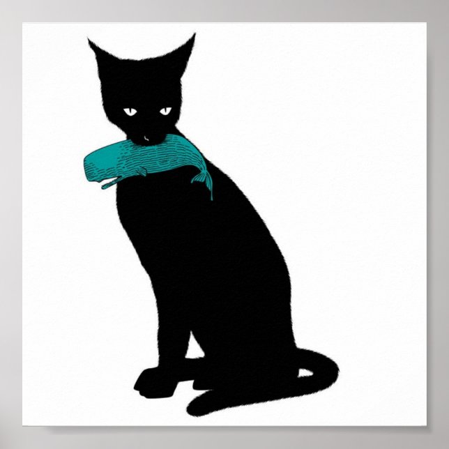 Póster Gato negro, ballena azul (Frente)