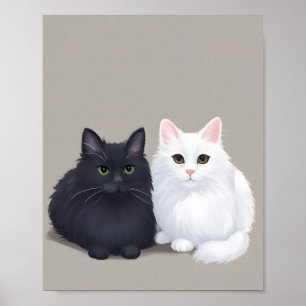 Póster gato negro blanco