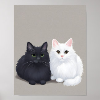 Póster gato negro blanco