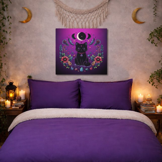 Póster Gato Negro Celestial Místico Rosa Purpura (Subido por el creador)