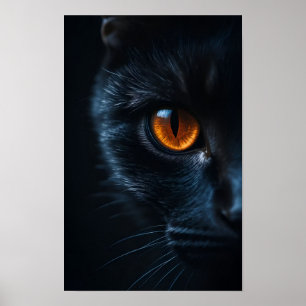 Póster Gato Negro con Ojo Ámbar