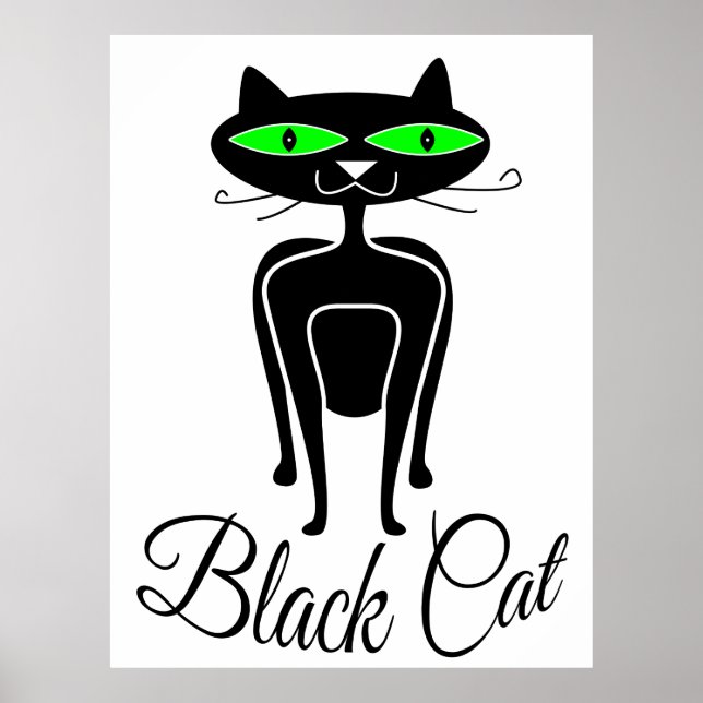 Póster Gato negro con ojos verdes (Frente)