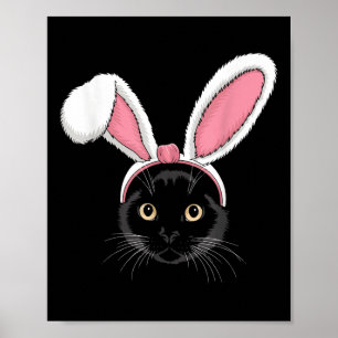Póster Gato negro con orejas conejitas Chicas de Pascua n