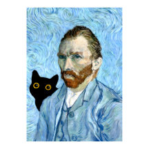 Gato negro con retrato de Van Gogh