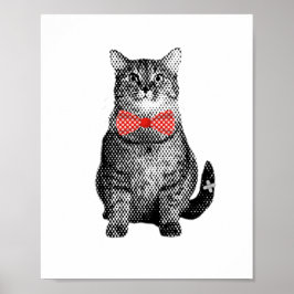 Póster Gato negro con sabor a polka rojo