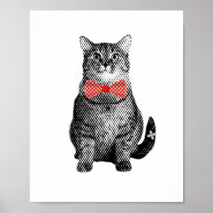 Póster Gato negro con sabor a polka rojo