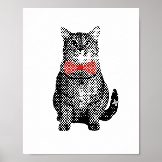 Póster Gato negro con sabor a polka rojo (Frente)