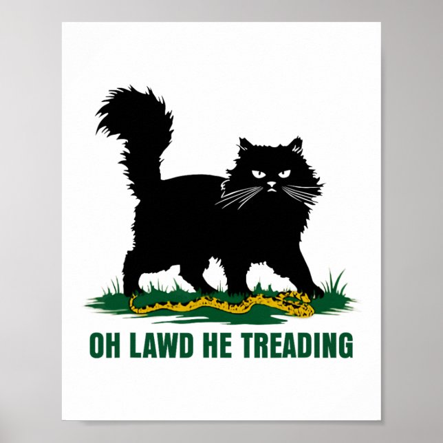 Póster Gato Negro Con Serpiente Oh Césped Que Enseña A La (Frente)