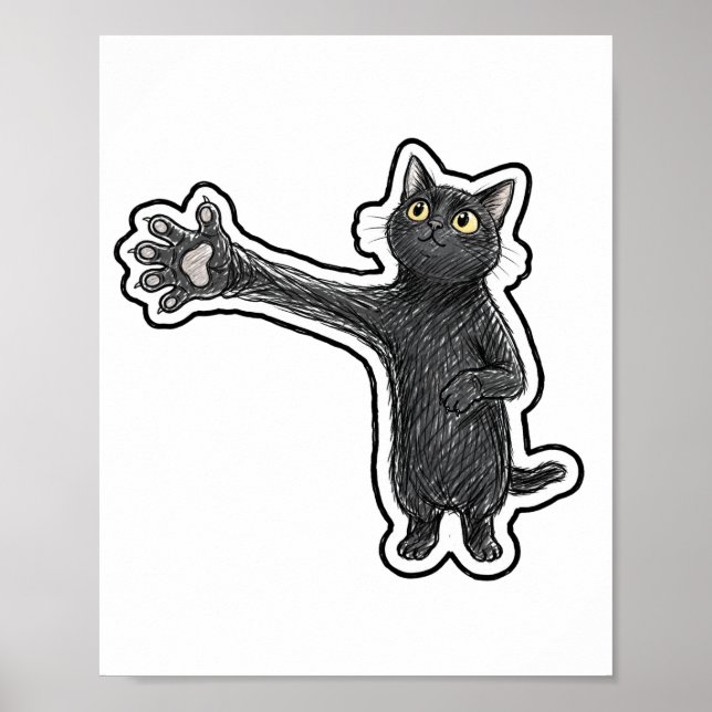Póster Gato Negro de Brazo Largo (Frente)