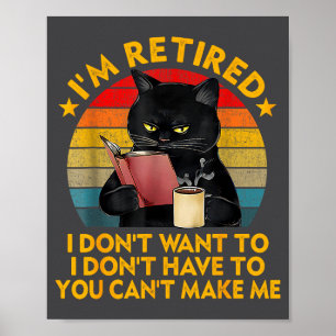 Póster Gato Negro de Café Jubilado Divertido Jubilación 2