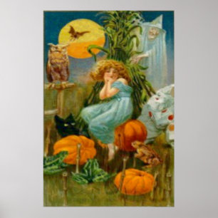 Póster Gato Negro de Calabaza Bruja Payaso Búho Rana Murc