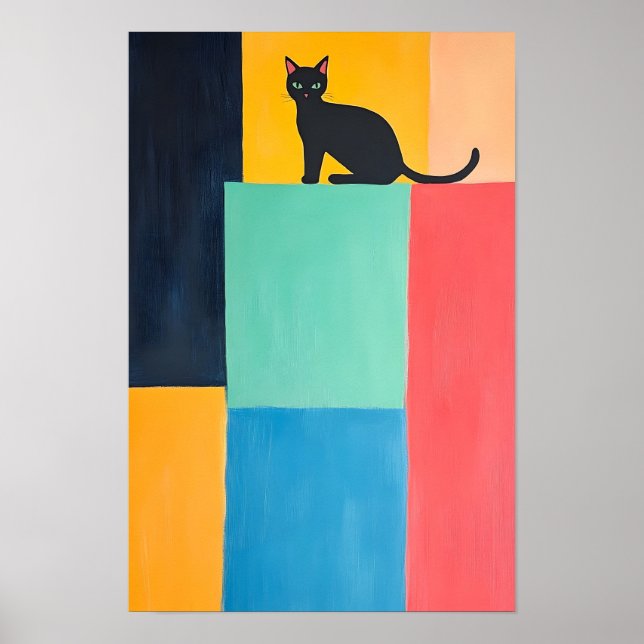 Póster Gato Negro de Diseño Simple  (Frente)