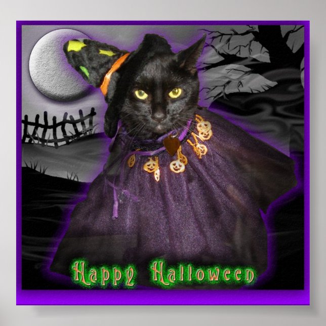 Póster Gato negro de Halloween (Frente)