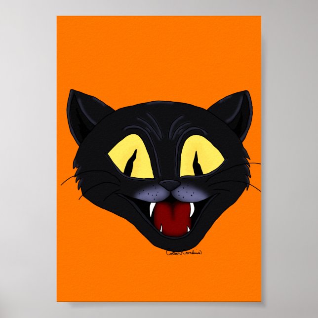 Póster Gato Negro de Halloween (Frente)