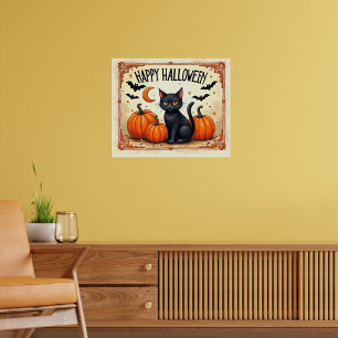 Póster Gato negro de Halloween
