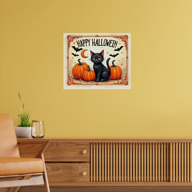 Póster Gato negro de Halloween (Salón 2)
