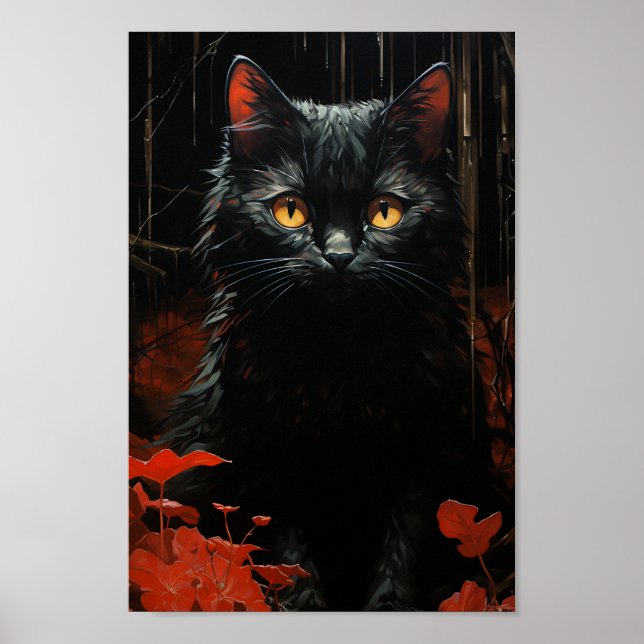 Póster Gato negro de Halloween (Frente)