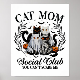 Póster Gato negro de Halloween Club Social Gótico Spooky 