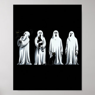 Póster Gato Negro de Halloween Fantasma Mujer Gato Tempor