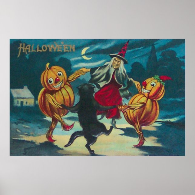 Póster Gato negro de la chica bailarina Jack O' Lantern M (Frente)