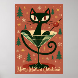 Póster Gato Negro de mediados de siglo Feliz Martini Navi