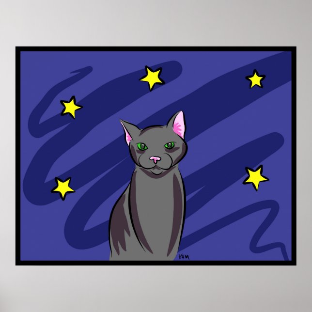 Póster Gato negro de noche (Frente)