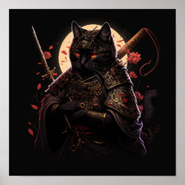 Póster Gato negro de Samurai